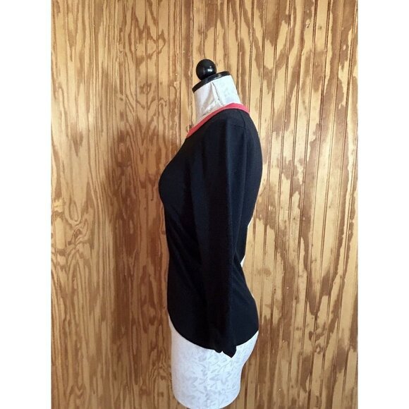 Kate Spade Color Block Sweater with Bow Sleeves Pink Black White Size XS Cotton - Picture 5 of 8